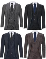 Uomo 3 Pezzi Tweed Abito Pesce