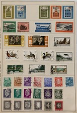 LOTTO FRANCOBOLLI GERMANIA DDR anni 50-60 su pagina album (entrambi i lati) olimpiadi, aviazione