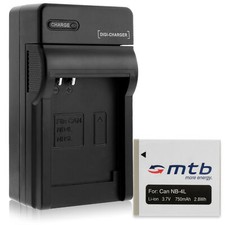 Batterie NB-4L + Caricatore per Canon IXUS 30, 40, 50, 55, 60, 65, 70, 75