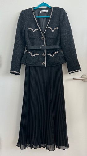 Abito chiffon nero boucle