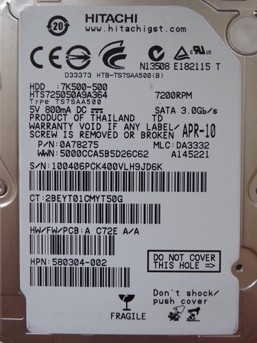 Hitachi hts725050a9a364 hard - hitachi,