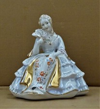 🟡 STATUINA DAMA SETTECENTESCA  MARCATA  F.M.B. IN CERAMICA ITALIANA-M1238