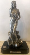 VINTAGE LARGE 39 cm STATUA FIGURA DONNA ERMES OTTAVIANI LAMINATA ARGENTO