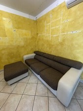 Divano Letto  250x100. 4 Posti. Colore Taupe E Panna. Tessuto E Pelle.
