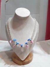 Collana Vintage Anni'60 Artigianale Murano Uccellini Foglioline E Perle Satinate