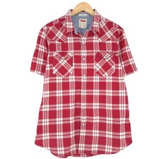 Vintage Levi's Camicia da Uomo Rosso a Quadri Flanella Cotone Tb3 Taglia XL