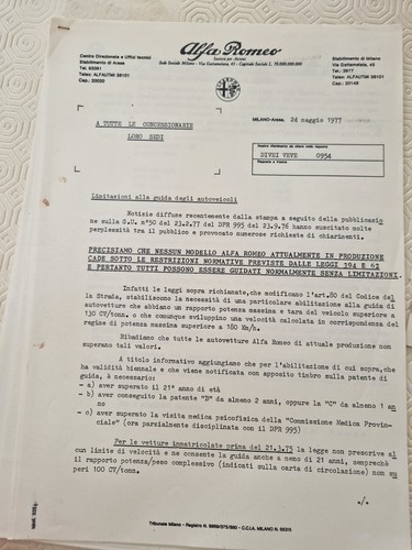 Circolare alfa romeo 1977 - circolare,