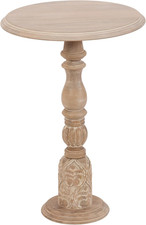 Tavolino rotondo vintage in legno Hingham, 16 x 24, imbiancato, linguetta piedistallo cerchio