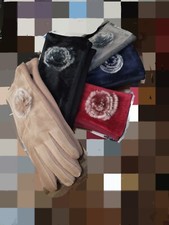 Guanti Donna lana con rosa di