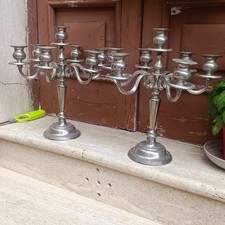 2 Candelabri a 5 braccia In Argentone