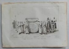 Antica Incisione Inizi 800 Napoli funzione funebre 25x17,2 cm