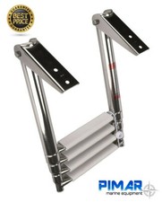 SCALETTA INOX RIBALTABILE TELESCOPICA 4 GRADINI 115X30 PER GOMMONE BARCA BIANCA