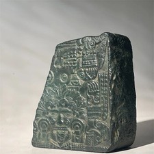 Scultura della civiltà Maya messicana replica intagliata in pietra fatta a...