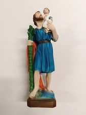 STATUA DI SAN CRISTOFORO CM 30 IN MARMO RESINA PIENA ITALIANA DECORATA A MANO