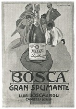 PUBBLICITA' 1920 L.BOSCA VINO GRAN SPUMANTE CANELLI BAR DRINK ETNIE M.DUDOVICH