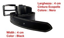  Cintura Cinta Uomo/Donna Ecopelle NERO MADE IN ITALY 4 cm Larghezza