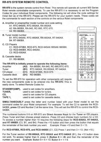 Rotel 970 telecomando - rr-970,