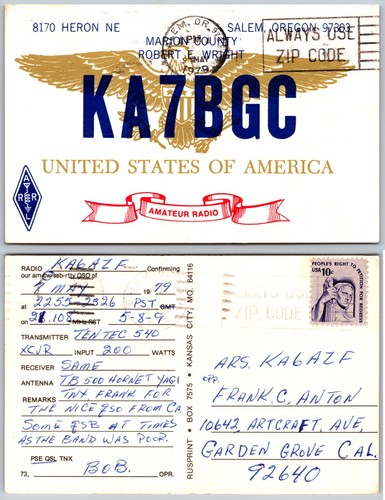 Cartolina ka7bgc radioamatore - cartolina,