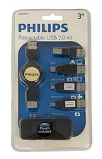 Philips Prolunga USB Retrattile 3.2ft, USB A Maschio/Femmina + 4 Spine Adattatore USB