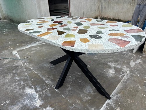 Oval terrazzo dining table - terrazzo,
