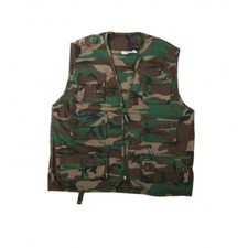 GILET PATTON WOODLAND MIMETICO MULTITASCHE PESCA LAVORO 100% COTONE