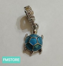 Ciondolo Charm in acciaio color argento Silver Unisex Tartaruga Porta Fortuna 