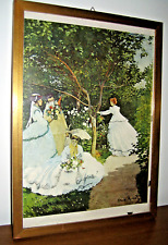 STAMPA di CLAUDE MONET Femmes au jardin vintage QUADRO CON CORNICE IN LEGNO