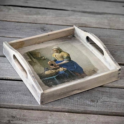 Vassoio vintage legno 24x24 - in,