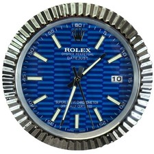 Rolex Datejust Blue Fluted Motif Wall Clock Brand New 