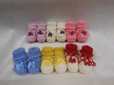 SCARPINE NEONATO TIPO " BABBUCCE" LAVORATE A FERRI  FATTE A MANO 100% PURA LANA