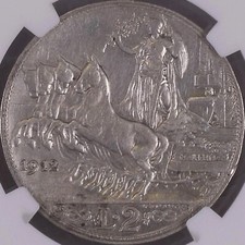 ITALY. 1912, 2 Lire, Silver -