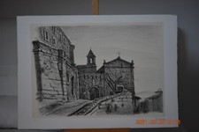 Ferruccio Mataresi acquaforte "Borgo Medievale" formato grosso 50x70