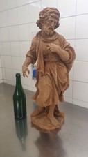 Antica statua, pastore scolpito in legno a mano