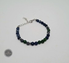 Bracciale uomo con pietre agata verde e blu con accessori in acciaio