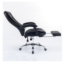 Poltrona Sedia Ufficio Presidenziale Pelle Ecologica Reclinabile Poggiapiedi Ner