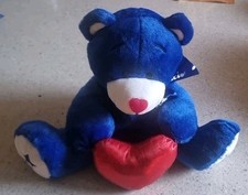 PELUCHE ORSO CON CERNIERA BACI PERUGINA H 20 CM BLU CON CUORE ROSSO - OTTIMO !!!