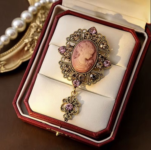 Pezzi spilla cammeo - cammeo, rosa