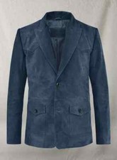 Blazer uomo blu pelle