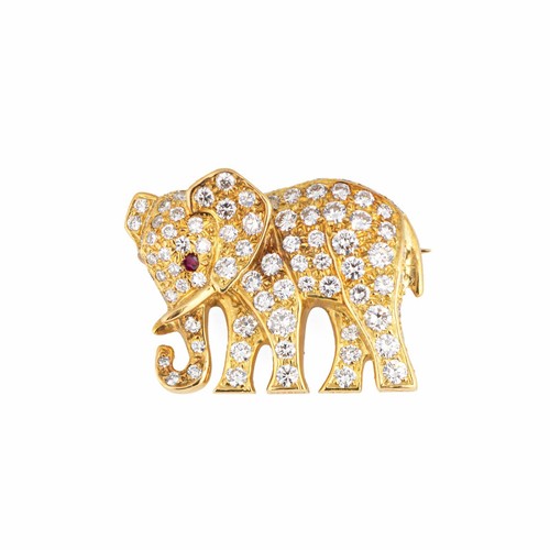 Spilla elefante diamante