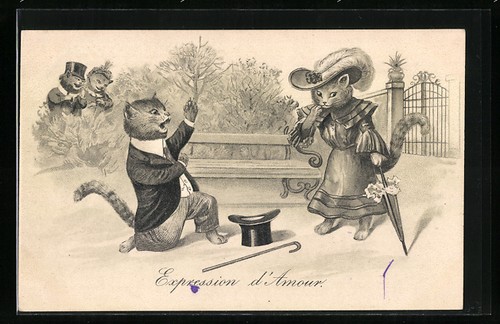 Cartolina gatto innamorato