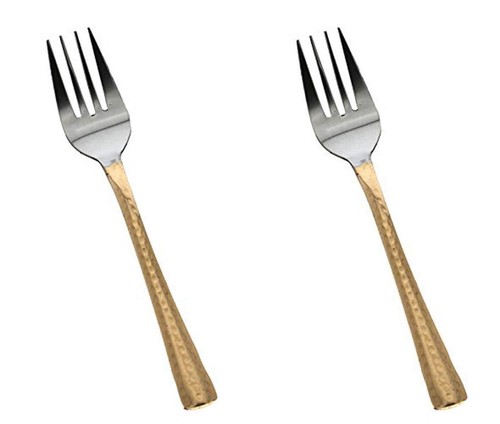 Steel copper fork hammered - fork,