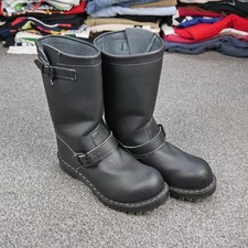 Stivali Vegetariani Solovair Donna Taglia 6 Nero Steal Toe Biker Pelle