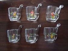 Bicchierini in vetro a forma di PIPA disegno uccellini 