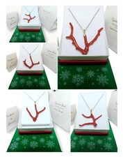 Ciondolo di pietra preziosa ramo di corallo in corallo rosso argento sterling 925 pietra naturale