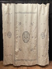 Antico Copriletto Tenda Tendone ricamo mano  lino e micro filet 205x250cm