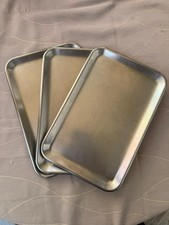 Set 3 Vassoi Acciaio INOX 30x20 Per Bar Ristoranti Rosticceria Pasticceria