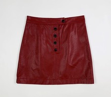 Vicolo gonna donna usato S minigonna ecopelle rosso hot disco bottoni T7457
