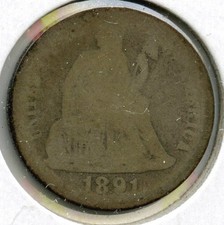 1891-O Libertà Seduta Dime