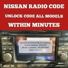 ✅CODICE RADIO NISSAN QASHQAI JUKE MICRA ALMERA NOTE NAVARA ENTRO POCHI MINUTI VELOCE✅