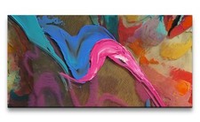 Quadro su tela 120x60 cm colori astratti colorati decorativi blu rosa